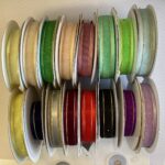 May Arts 5/8" Sheer Organza Satin Gold Edge Ribbon 1 yard