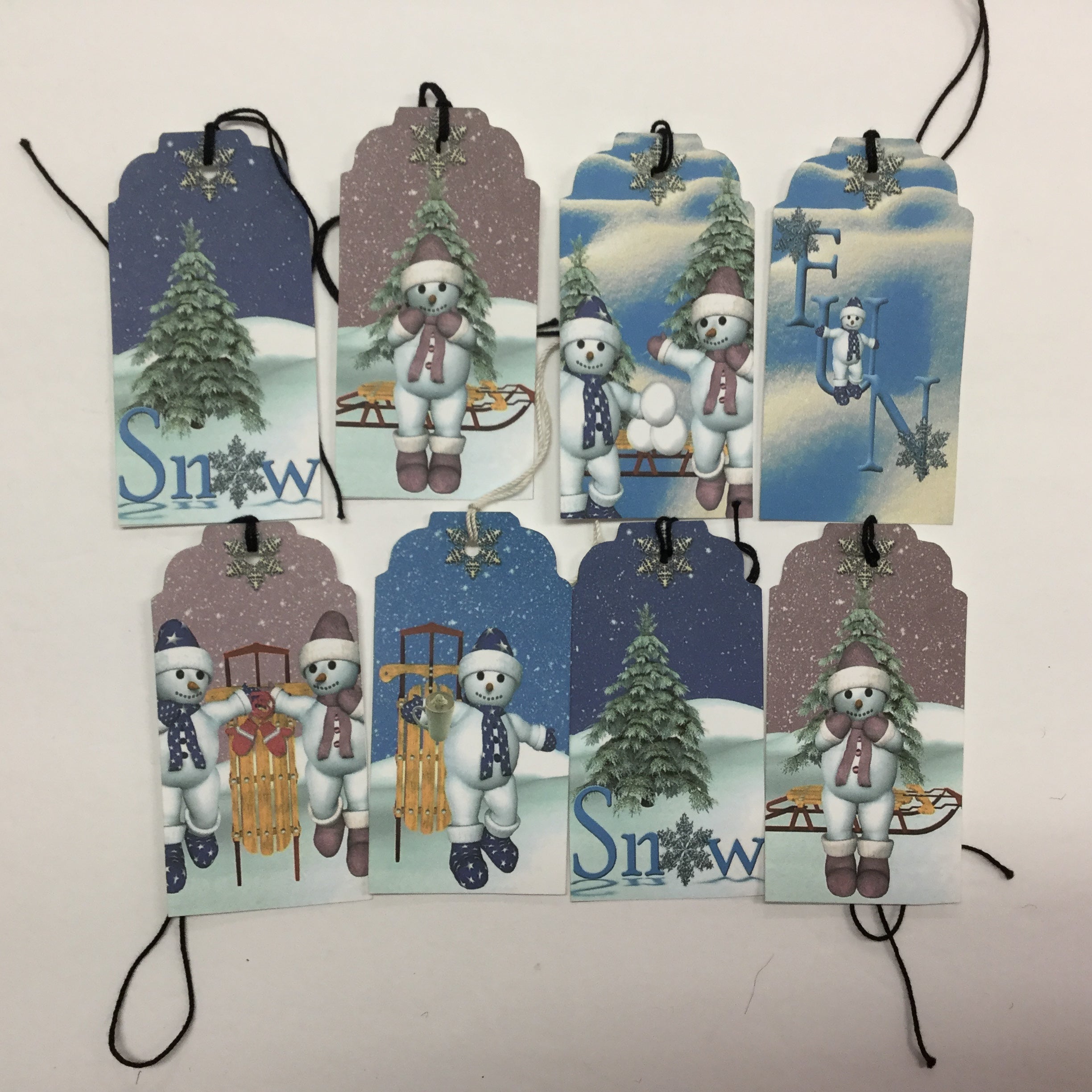 ED7ABE54-98B7-437A-BA91-0577EEF63231.jpg Tags & Ephemera 8pc WINTER SNOW Snowman Fun - Image 1