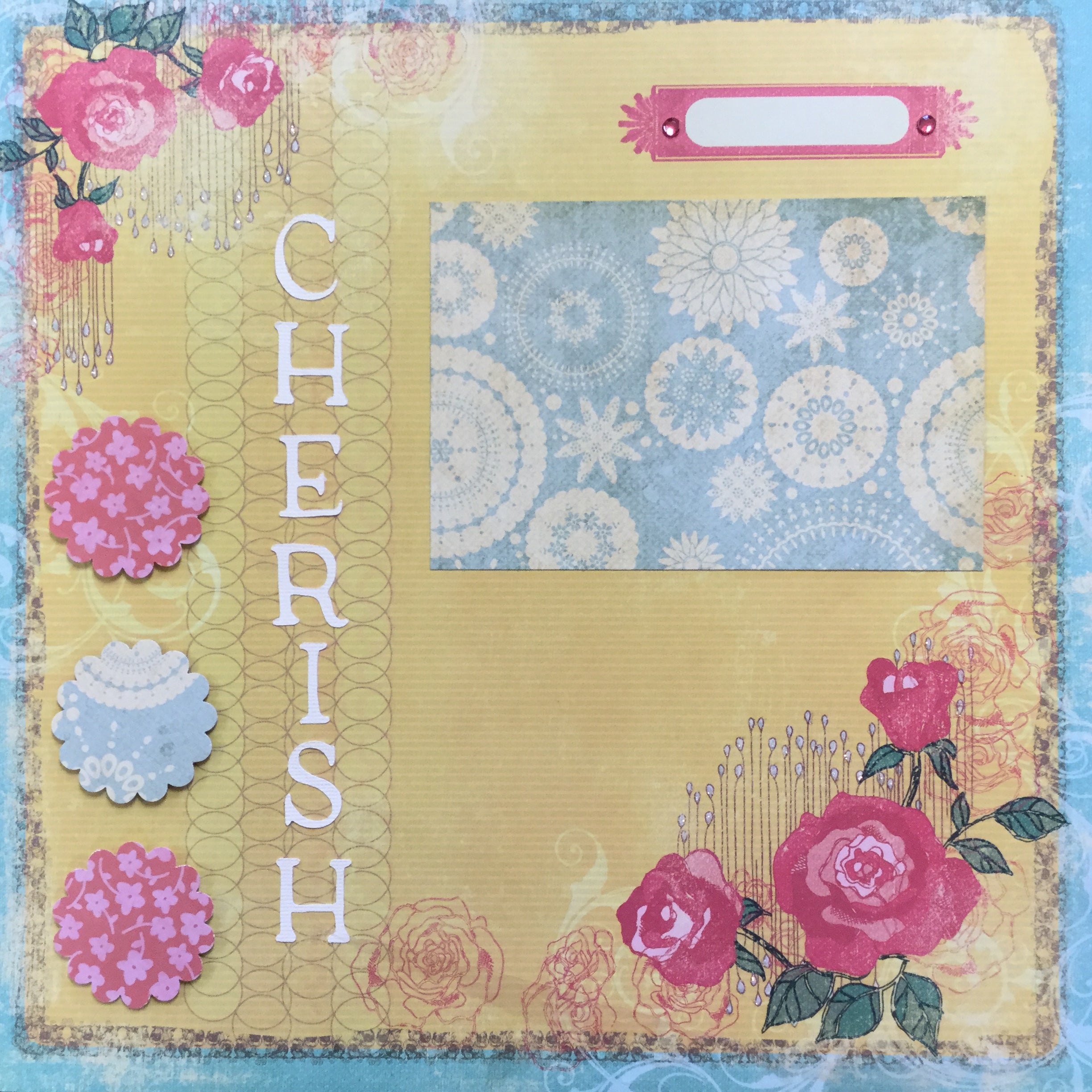 EDDB417E-CFBF-49EF-B3A0-DED52B8E403E.jpg Premade Scrapbook Page CHERISH (1) 12"x12" - Image 1