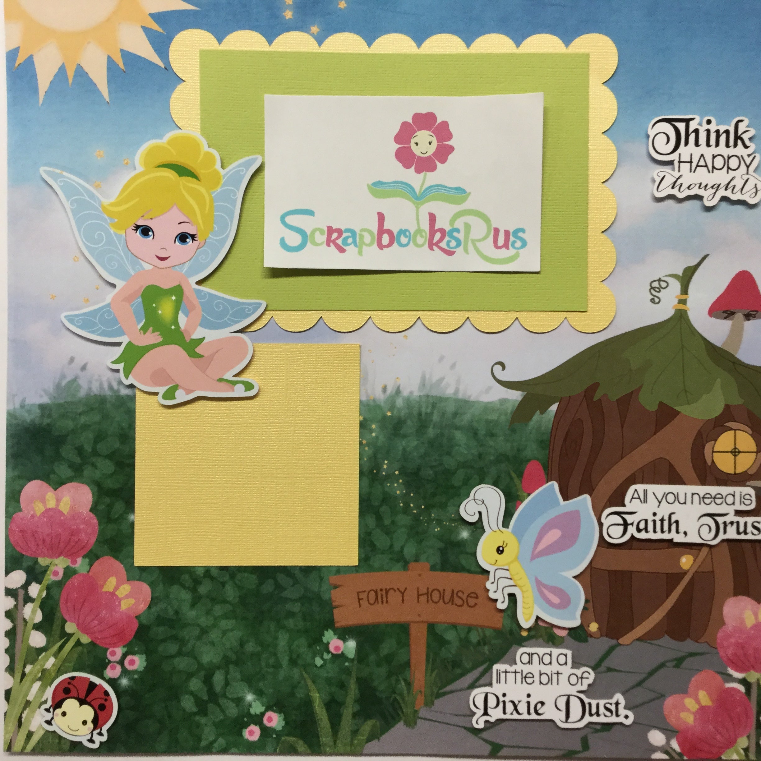EDFB8DDD-56A8-46C5-B460-DAAA76457F09.jpg FAIRY HOUSE TINKERBELL Single Scrapbook Page Kit - Image 1