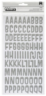 Thickers Pow! CECILY Silver Glitter Chipboard Letter Stickers - Image 2