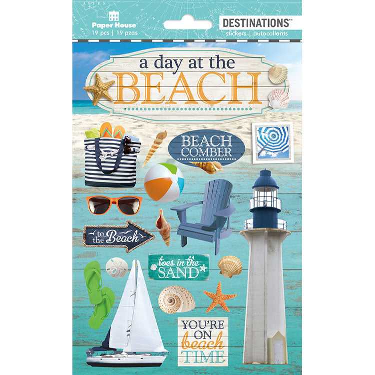 F461982A-F010-4B2A-9431-F5F862A70D8A.jpg Paper House A DAY AT THE BEACH 3D Stickers 19pc - Image 1