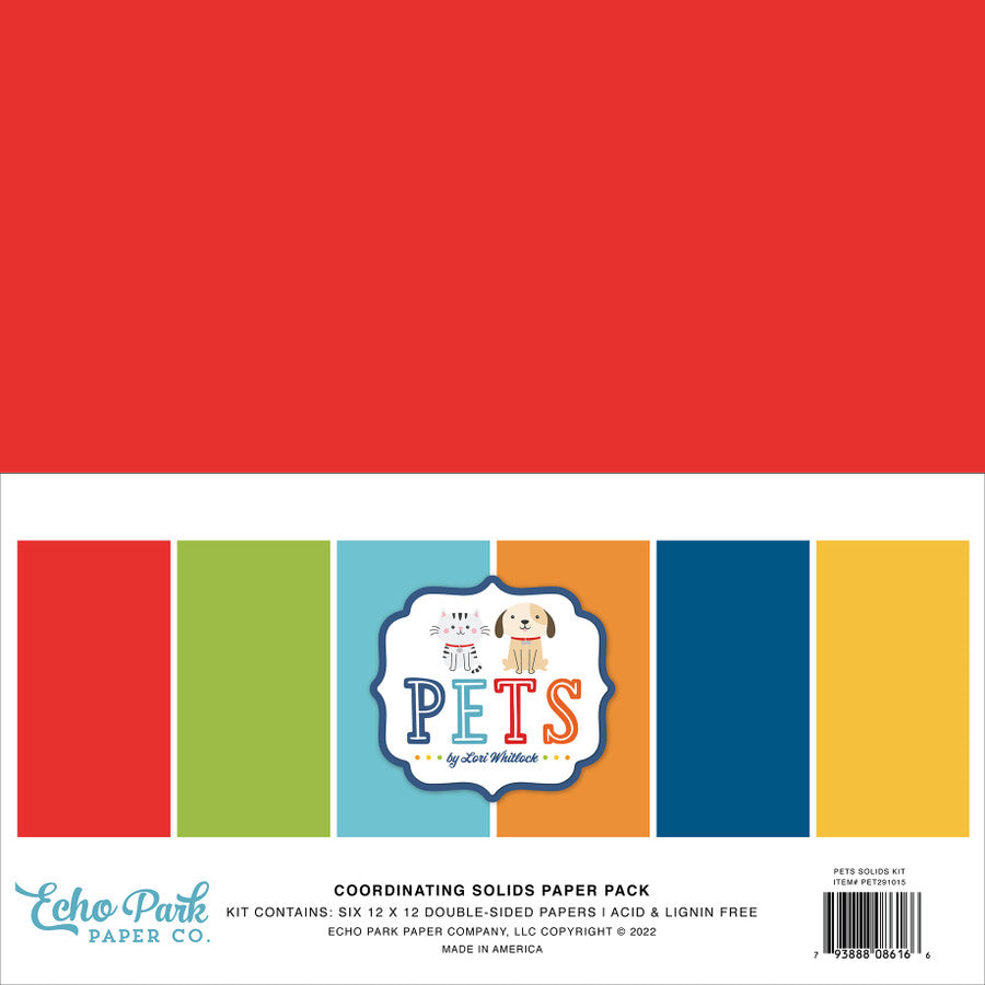 F4BFBAAC-AE1C-4E33-9F1B-5390FFEC70C7.jpg Echo Park PETS COORDINATING SOLIDS Paper Pack 6 Sheets - Image 1