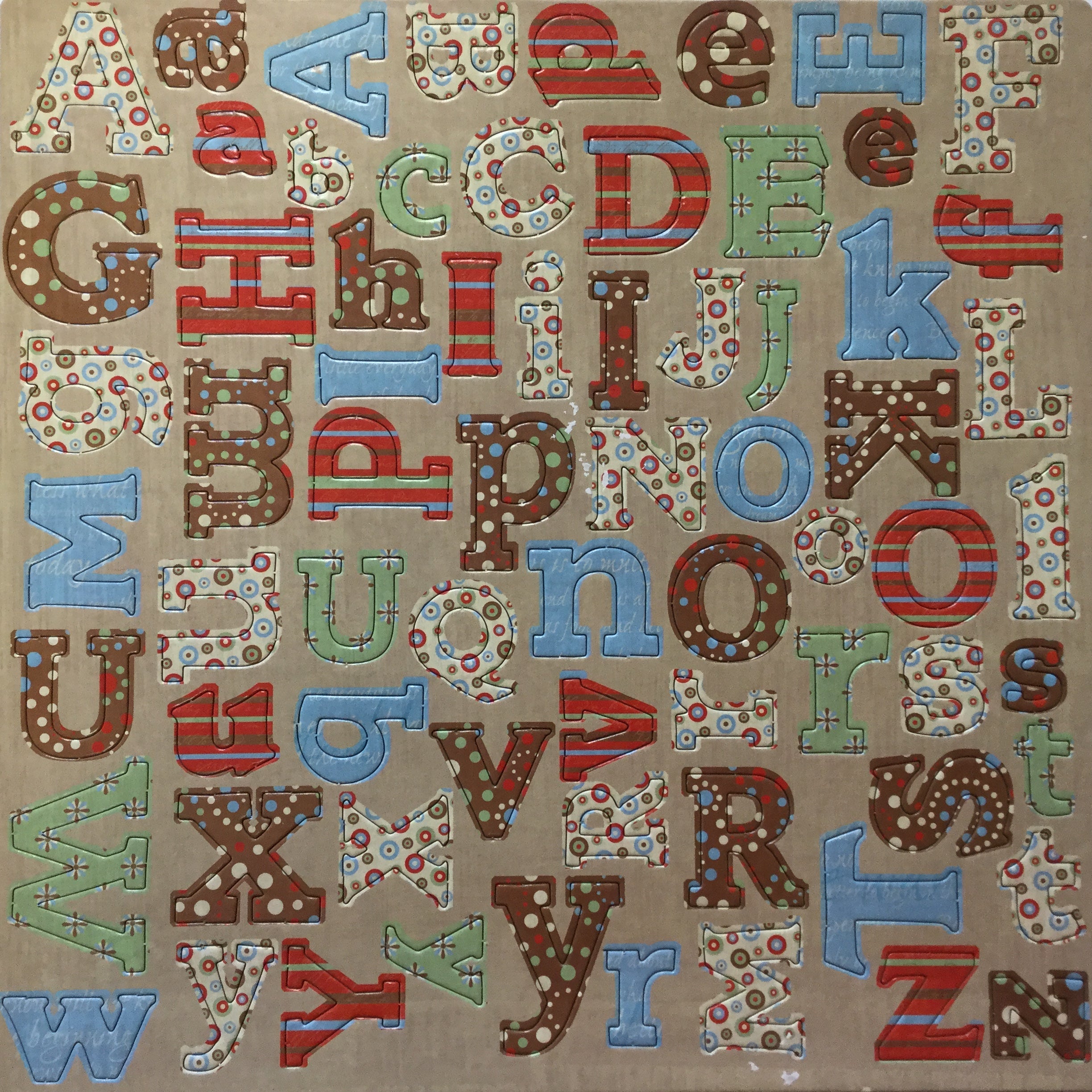 F55EEE29-3402-4CE5-B0B2-C289A7D87258.jpg Retro Grandpa Chipboard Upper & Lowercase Alphabets 12” x 12” Sheet - Image 1