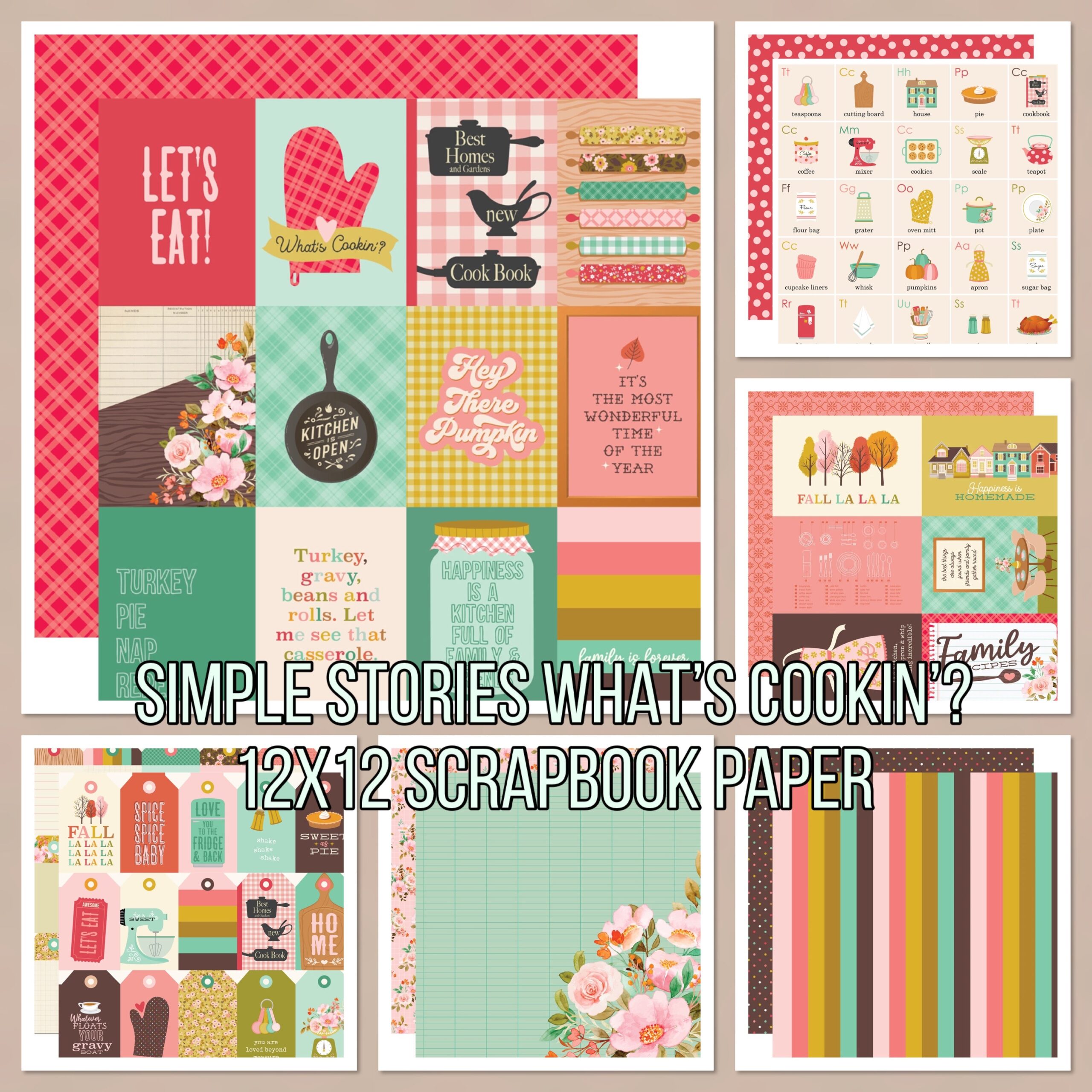 F565B155-2F0E-49D8-88EB-BE9CFD6594C4.jpg Simple Stories WHAT’S COOKIN’? 12X12 Scrapbook Paper - Image 1