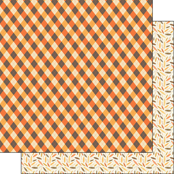 F6894E03-CDE3-4710-93E7-2497960DD98E.jpg Scrapbook Customs Thanksgiving PLAID LEAVES 12”X12” Paper - Image 1