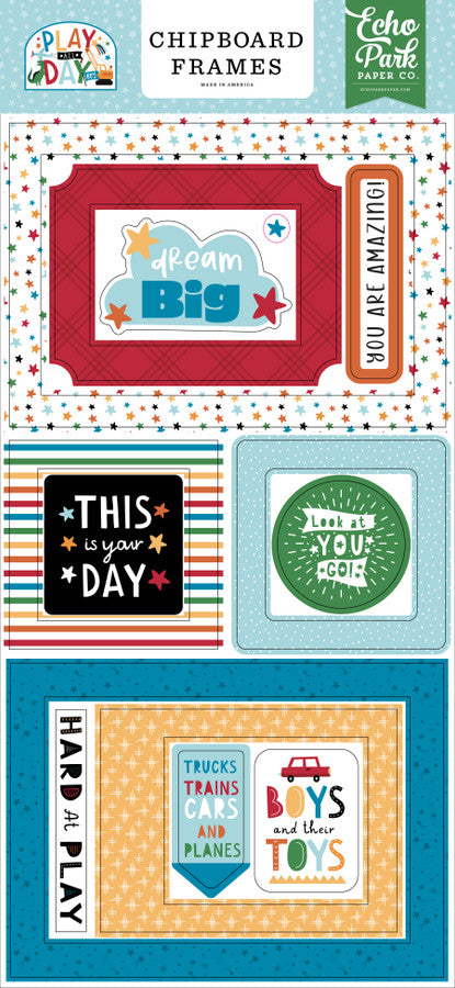 F7A66EA2-69EB-4590-A9FD-5970609998FB.jpg Echo Park PLAY ALL DAY BOY Chipboard Frames - Image 1