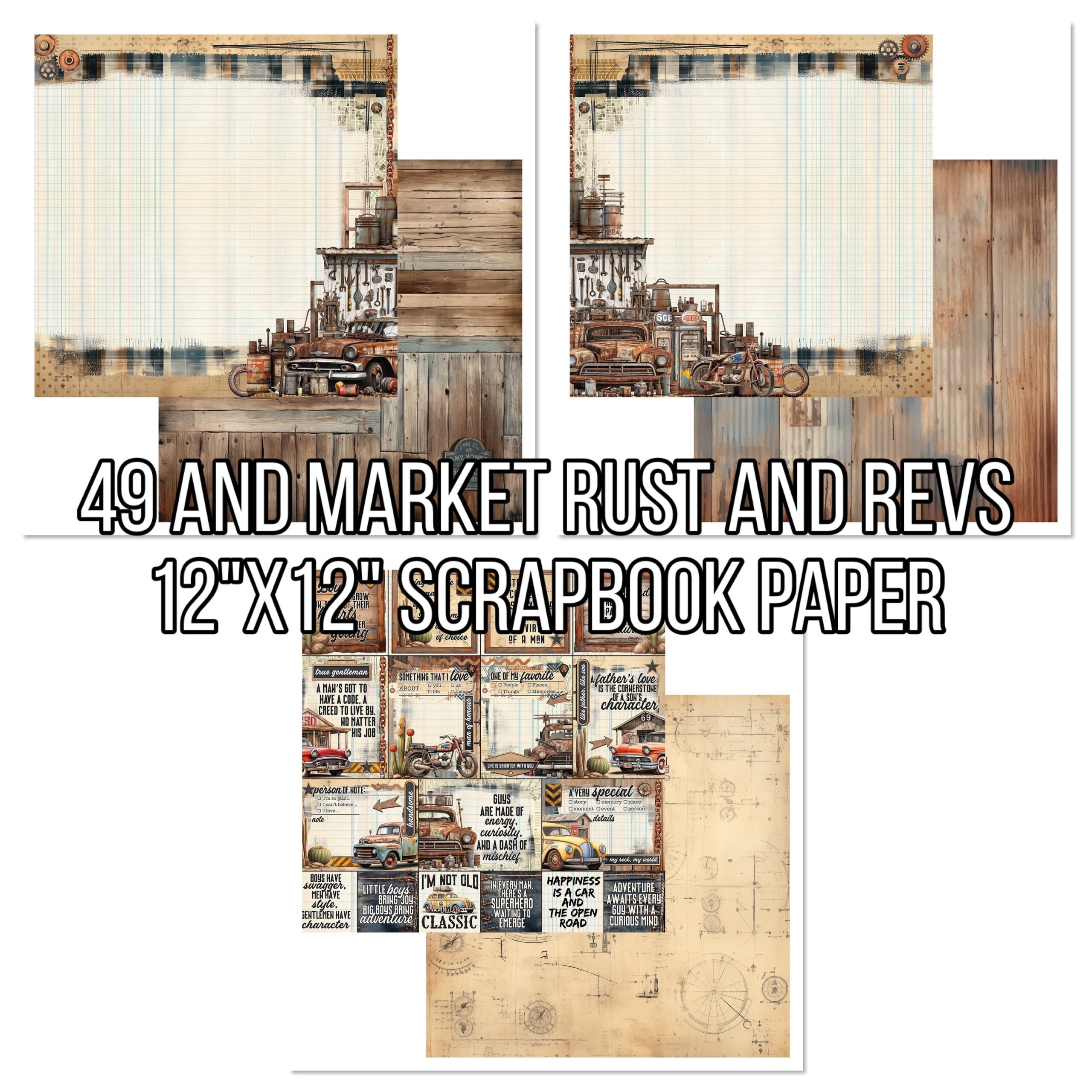 F97723C3-CC85-41E7-BE29-67F5449BAC3F.jpg 49 and Market RUST AND REVS 12"X12" Scrapbook Paper - Image 1