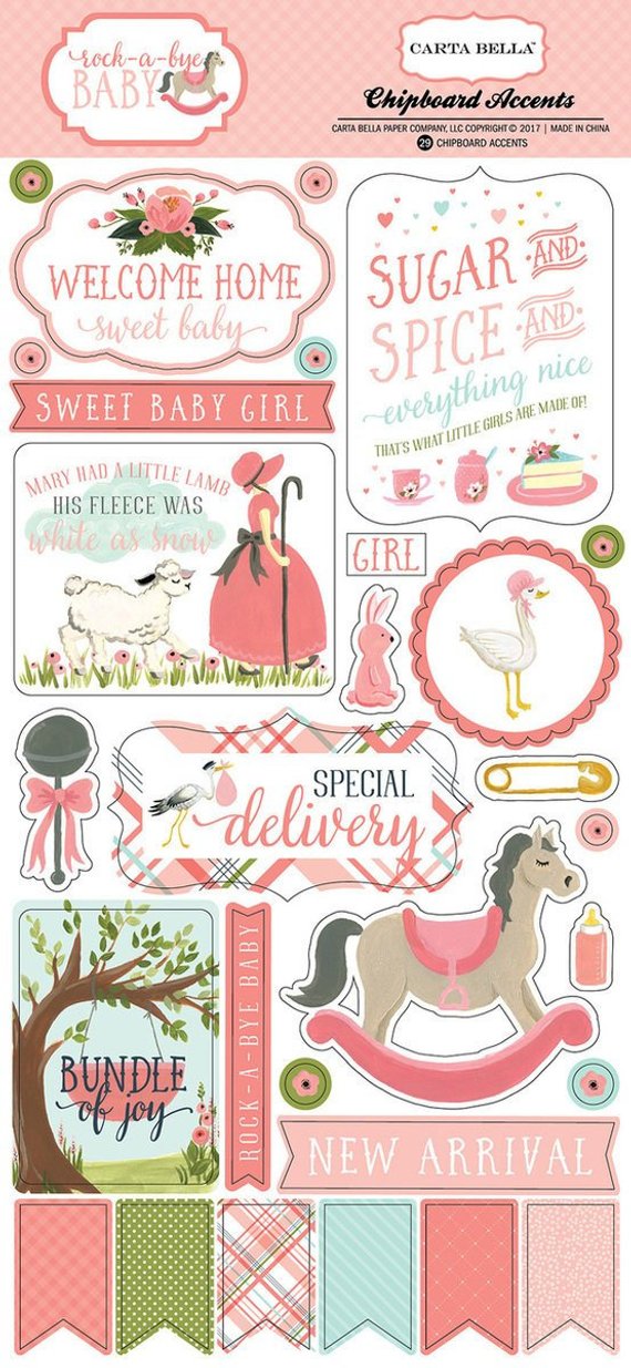FA613D62-80B3-446D-BF2E-7A62B0D82758.jpeg Carta Bella ROCK A BYE BABY 6"x12" Chipboard Accents 29pc - Image 1