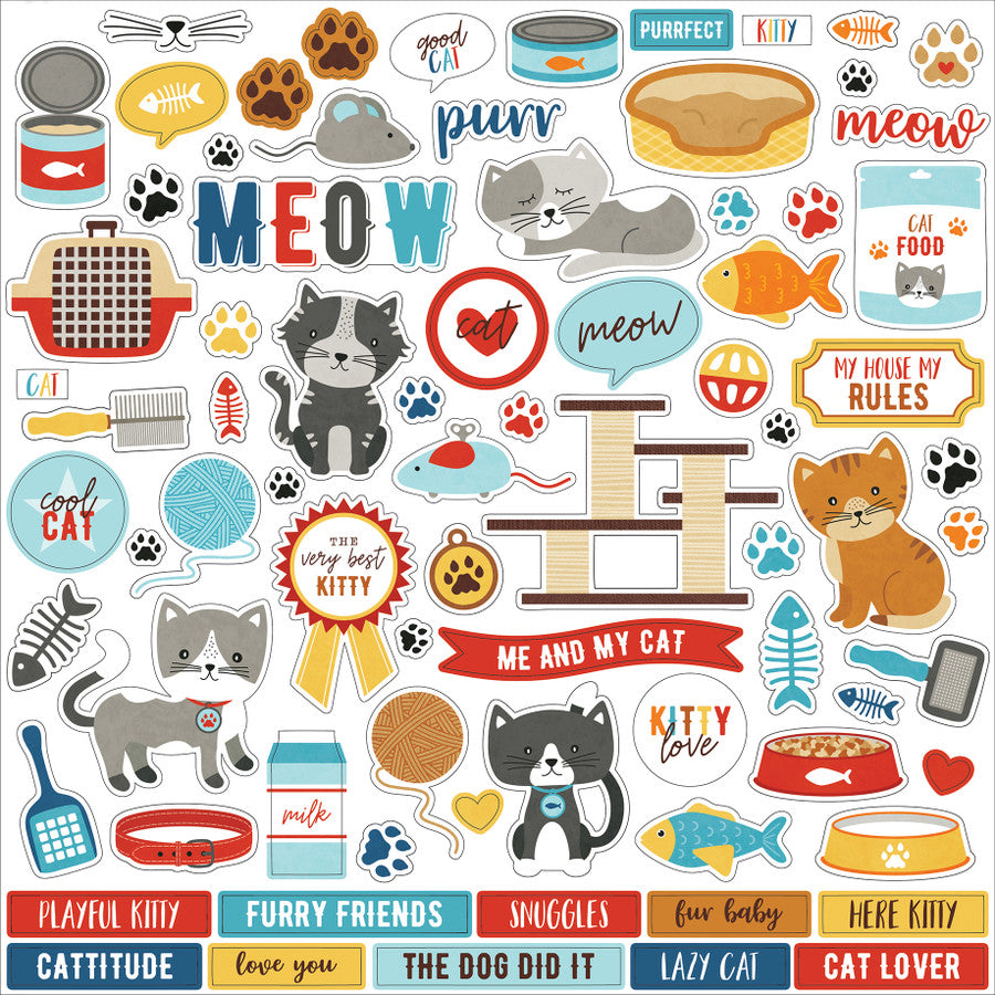 FA7ACE60-3446-4EAC-90D6-5D60BBA58D73.jpg Echo Park I LOVE MY CAT 12"x12" Element Sticker - Image 1