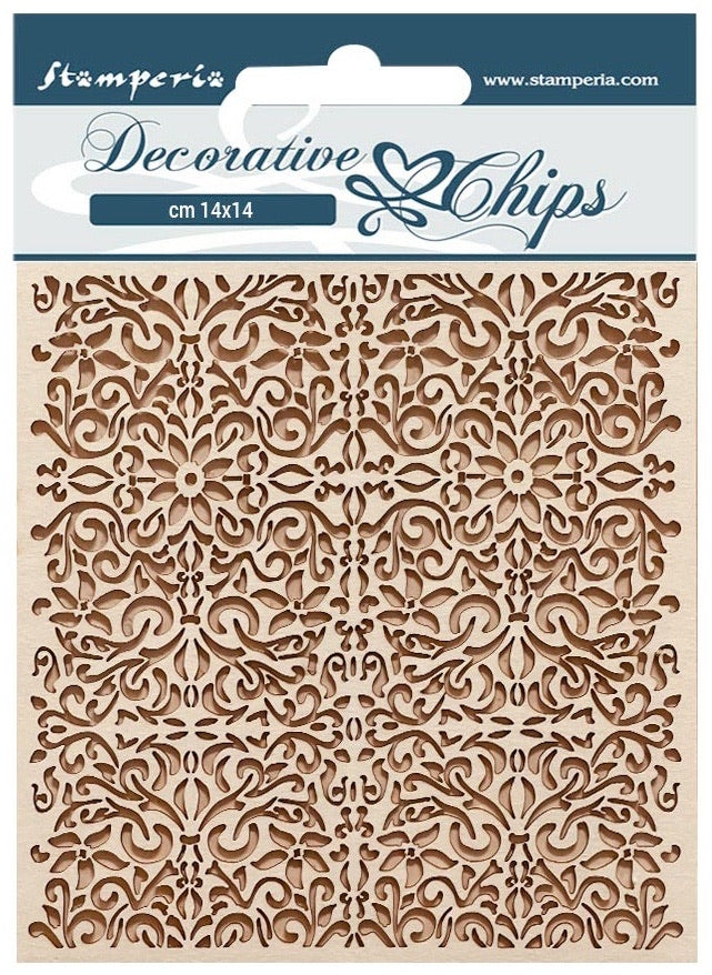 FB5AC833-C432-40D8-B018-7DE4D843337F.jpg Stamperia Decorative Chips PATTERN Background Chipboard 1pc - Image 1