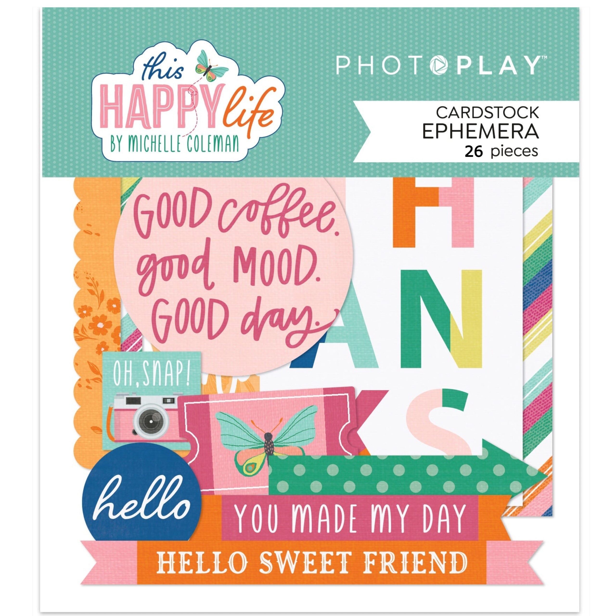 FBF92AAE-494F-4A68-BAAD-7DB5B1F4F9D7.jpg Photoplay THIS HAPPY LIFE Cardstock Ephemera Pack - Image 1