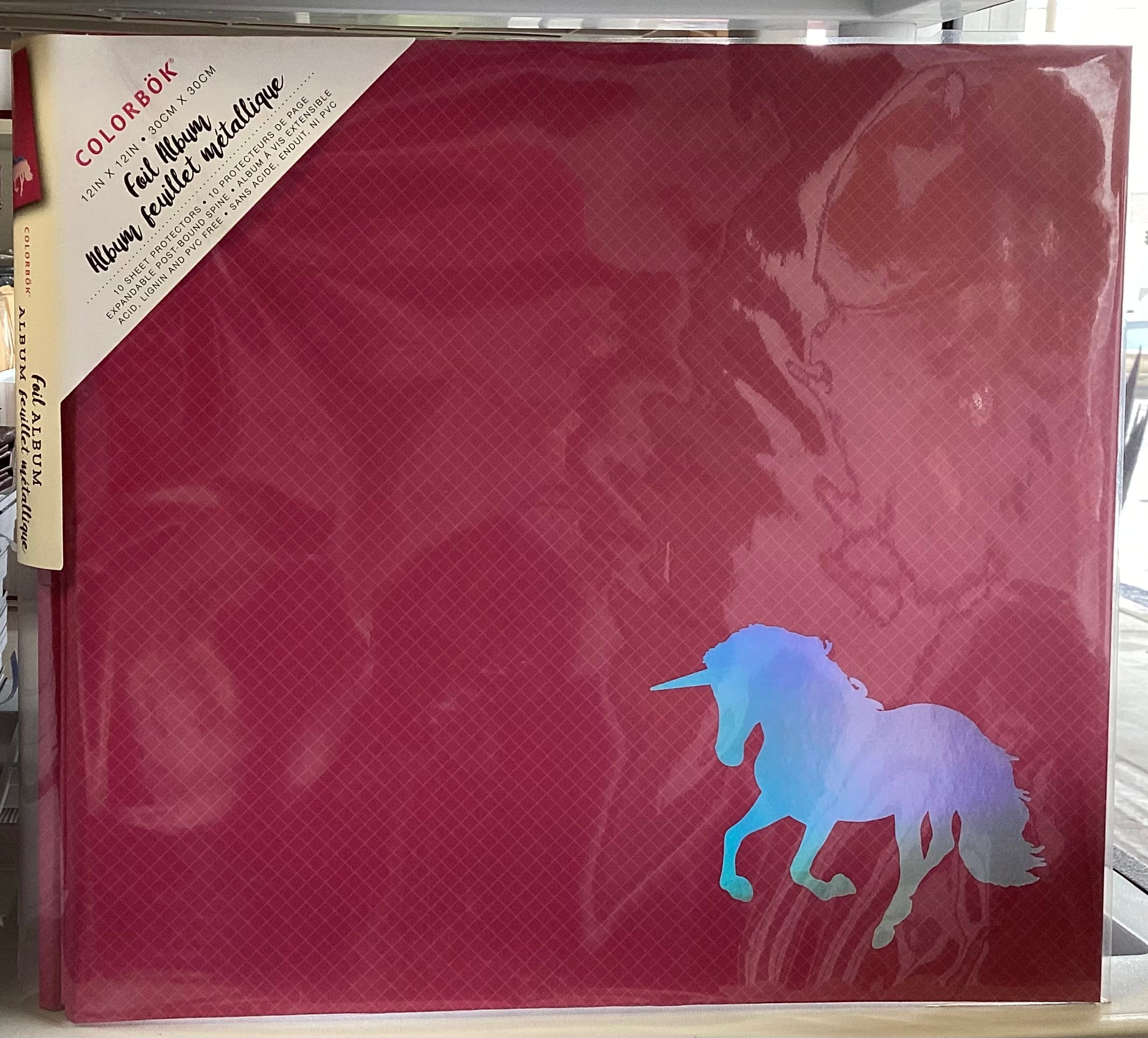 FC96387C-BEA6-4BD7-AE6D-ABB65C2C4314.jpg Colorbok PINK FOIL UNICORN 12”x12” Postbound Scrapbook Album - Image 1