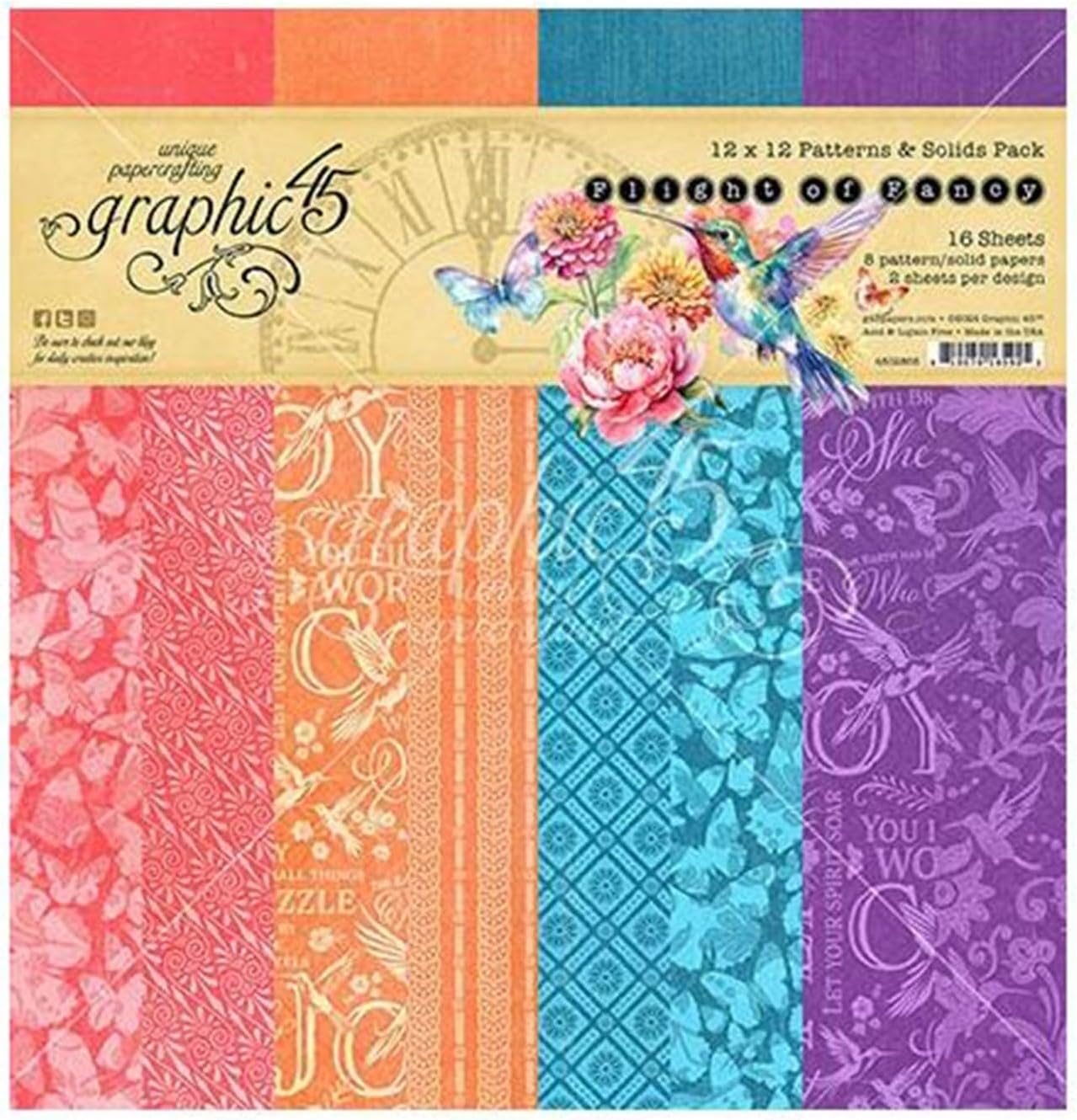 FCFC08B4-CACD-4BE8-A04B-842E73E31761.jpg Graphic 45 FLIGHT OF FANCY 12X12 Patterns & Solids Pack - Image 1