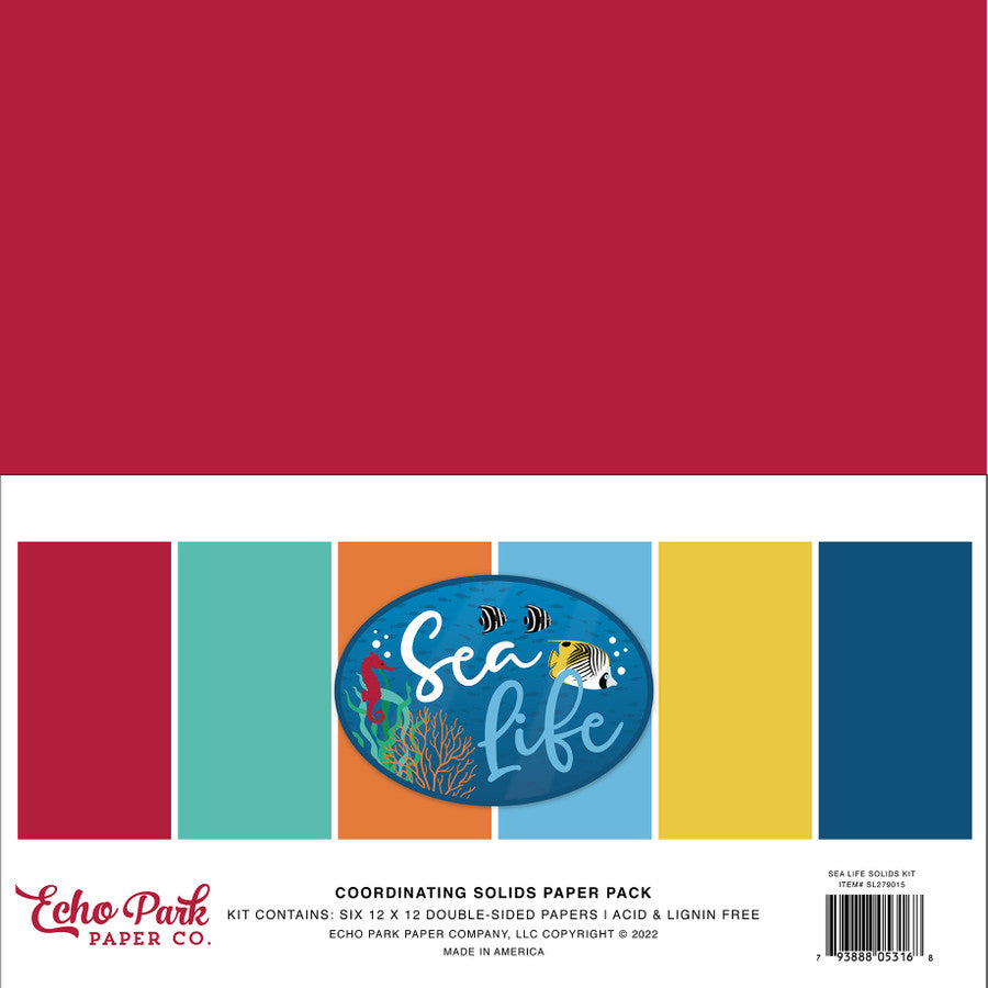 FCFD0DD5-D896-4129-BD9F-5EE92DB6890D.jpg Echo Park SEA LIFE COORDINATING SOLIDS Paper Pack 6 Sheets - Image 1