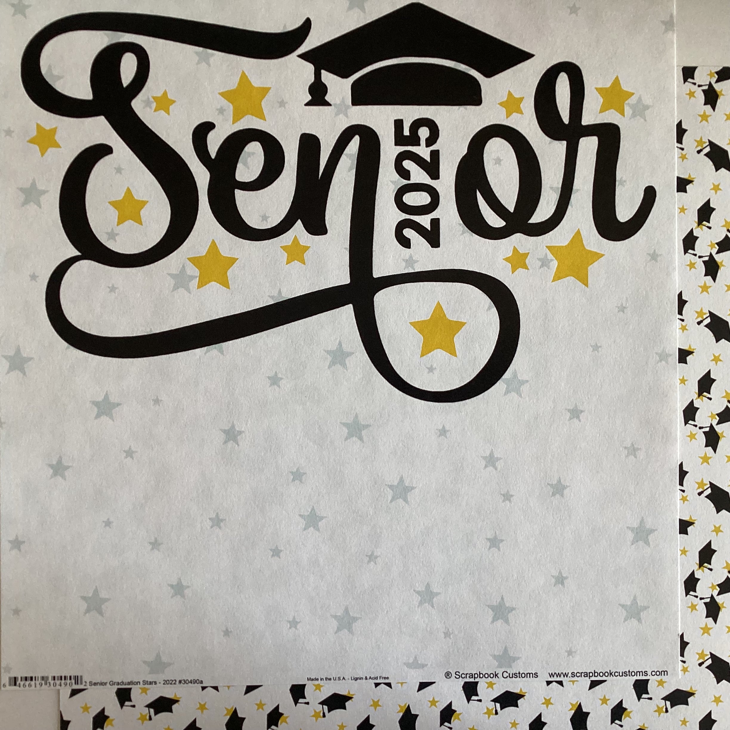 FD16C522-782E-4748-AC3A-B3DDB9B20F4D.jpg SENIOR GRADUATION STARS 2025 12"X12" Scrapbook Customs Paper - Image 1