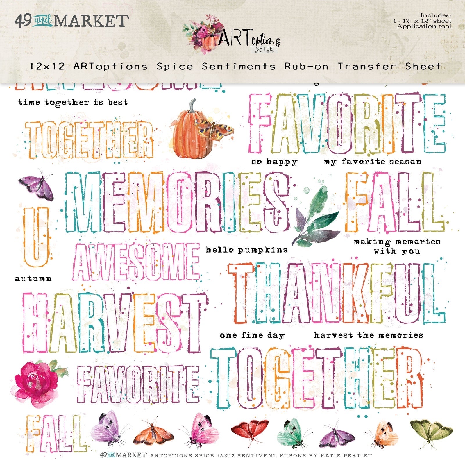 FF5BFB1E-4C61-4A8B-938E-3C5D6404F1D6.jpg 49 and Market ARTOPTIONS SPICE 12X12 SENTIMENTS RUBON TRANSFER Sheet - Image 1