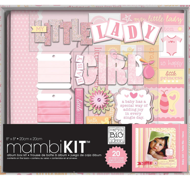 FullSizeRender_9b119391-ad25-49f0-a618-8ff2236e2d2d.jpg Me & My Big Ideas BABY GIRL Mambi Kit 8”X8” Premade Scrapbook Album - Image 1
