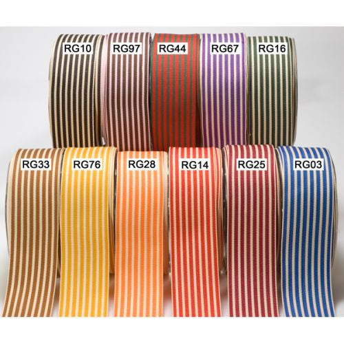 GGRAIN_IVORY_STRIPES.jpg May Arts IVORY STRIPES 1.5" Ribbon 1 yard yd - Image 1