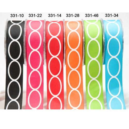 GROSGRAIN_WHITE_OVALS_lot.jpg May Arts 1.5" Grosgrain OVAL RIBBON 1 yard yd - Image 1