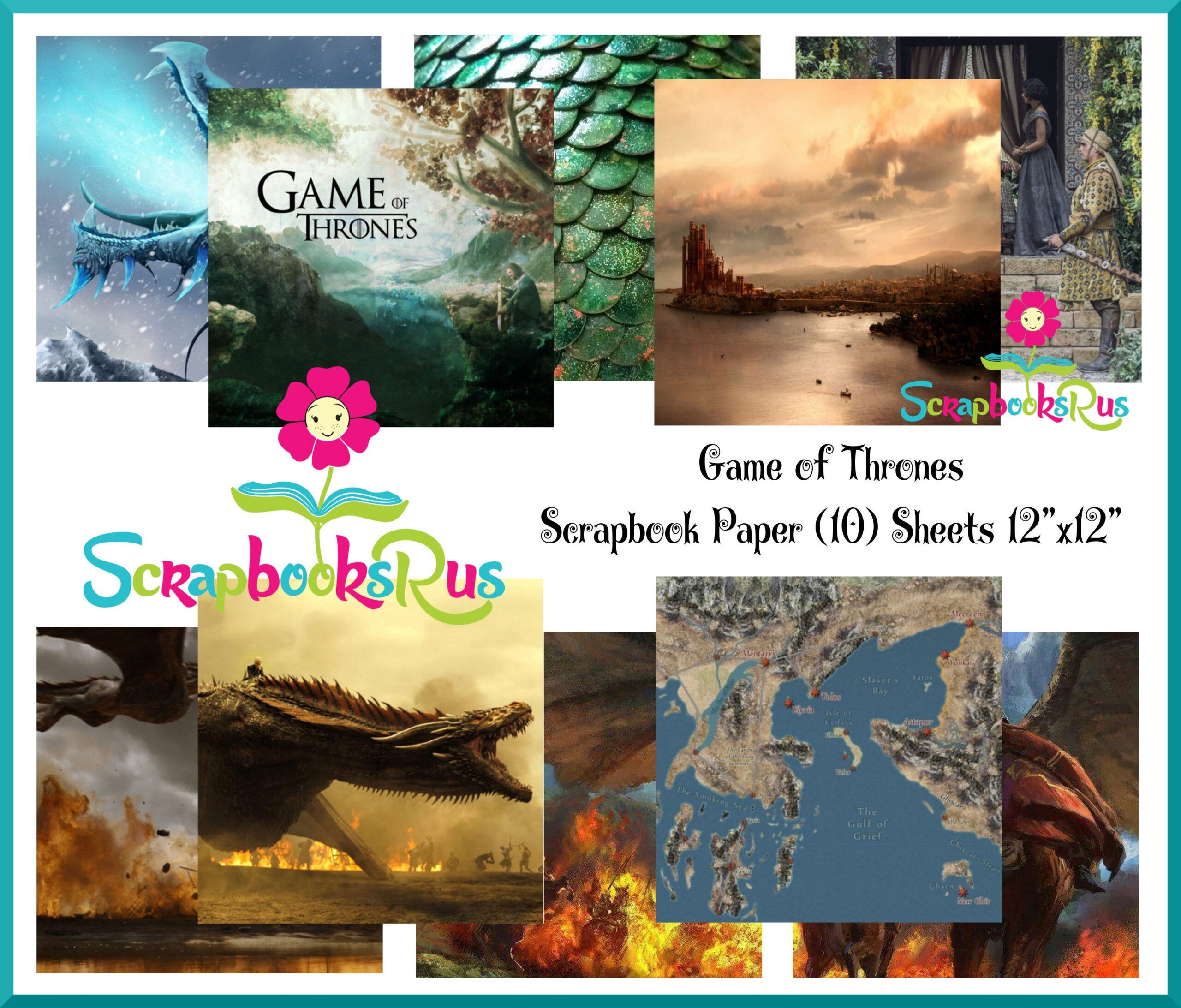 GamesofThrones10pc.jpg Game of Thrones 12"X12" Scrapbook Paper Pack 10pc Scrapbooksrus - Image 1