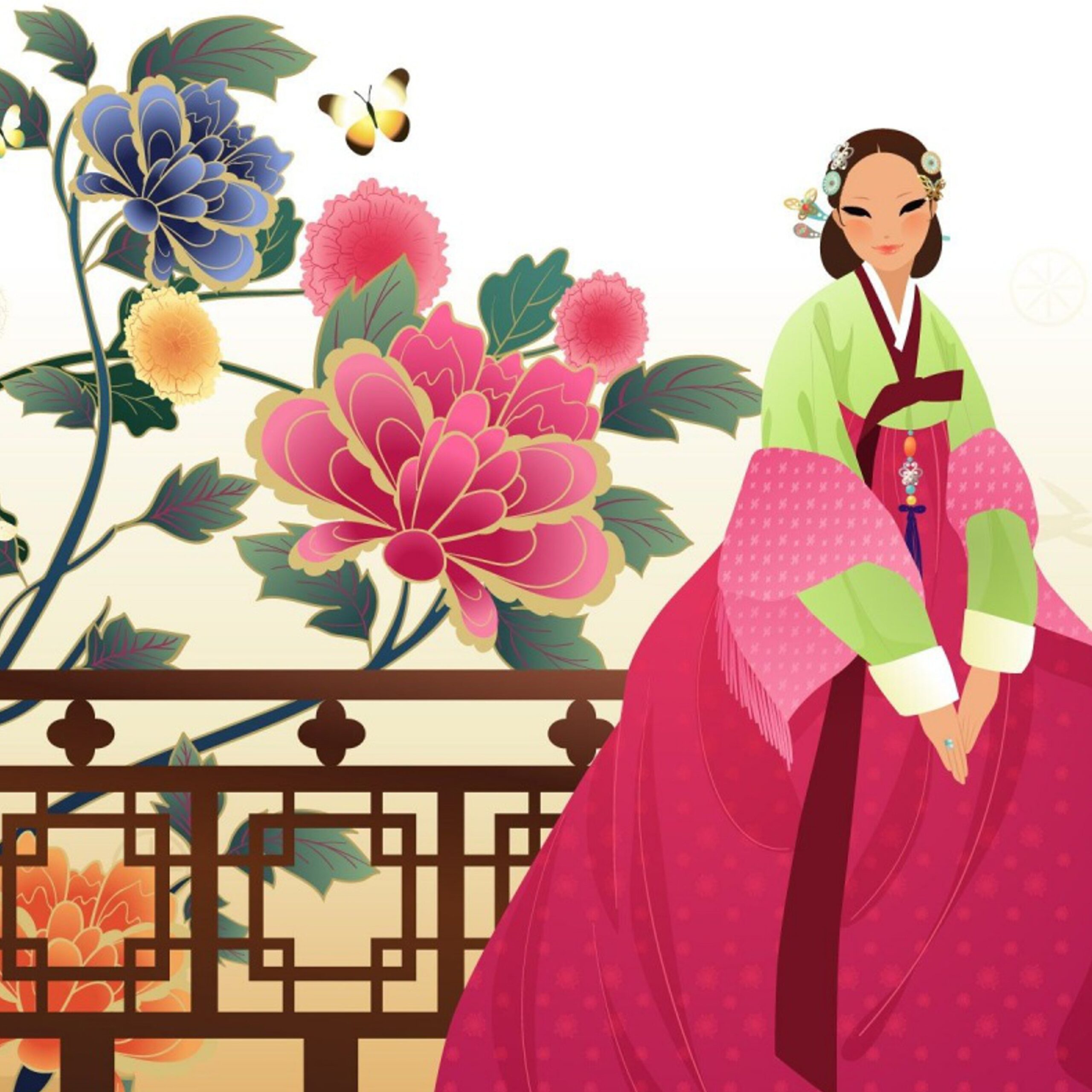 Geisha_Girl2.jpg Geisha Girl Oriental Asian 12"x12" Scrapbook Paper - Image 1