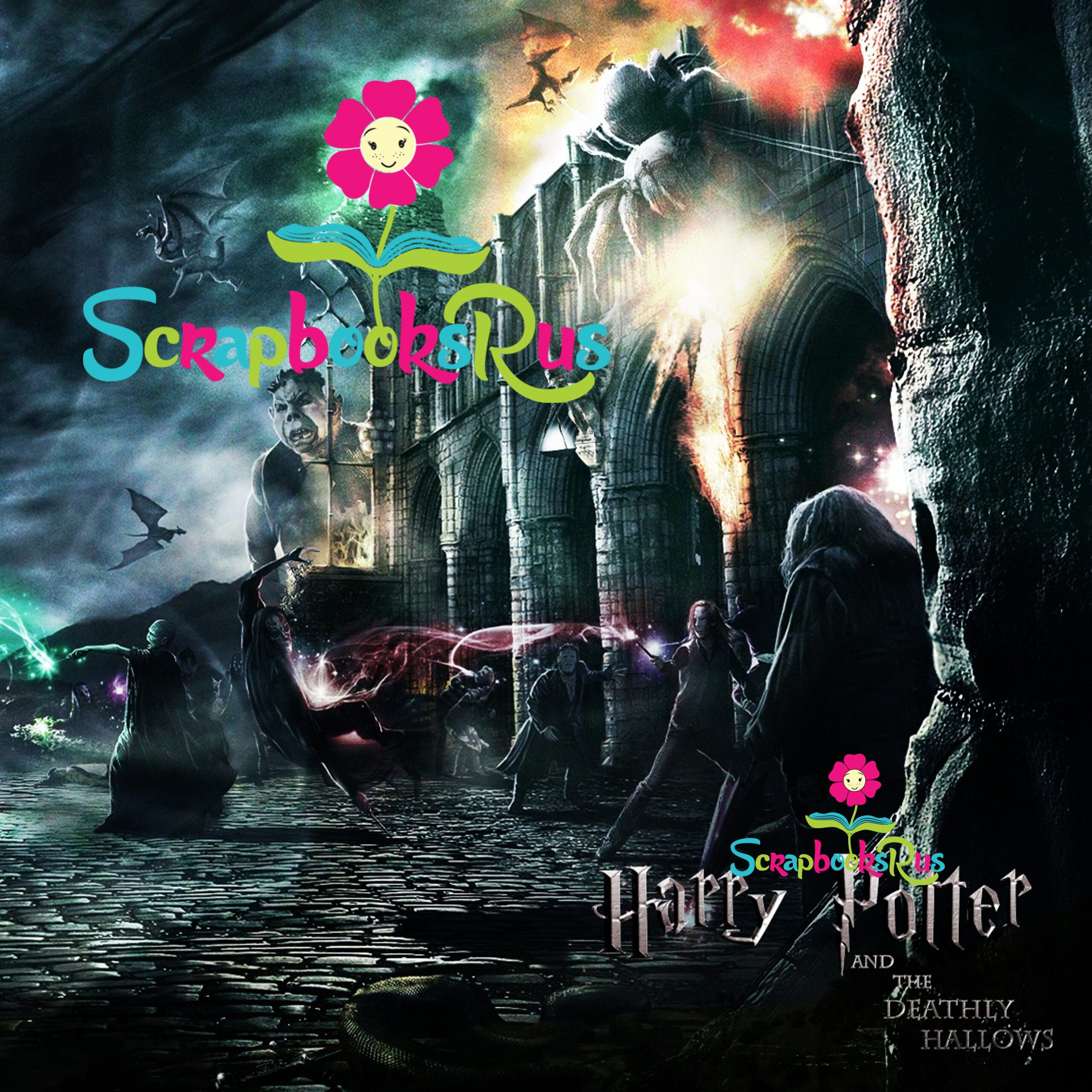 Harry_Potter_Deathly_Hallows_logo_Scrapboooksrus.jpg Harry Potter DEATHLY HALLOWS 12"X12" Scrapbook Paper - Image 1
