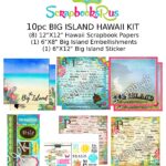 Hawaii 10pc BIG ISLAND Scrapbook Kit Paper Stickers
