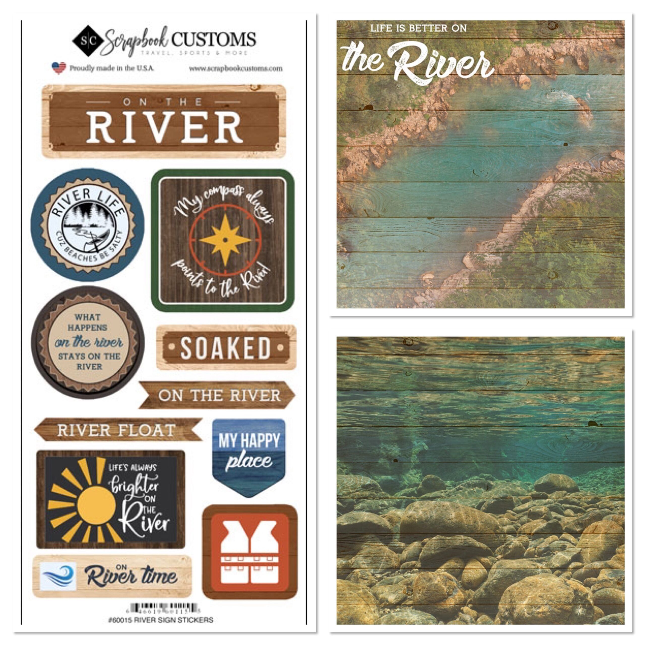 IMG-3023.jpg Life Is Better ON THE RIVER KIT 3pc Scrapbook Papers Stickers - Image 1