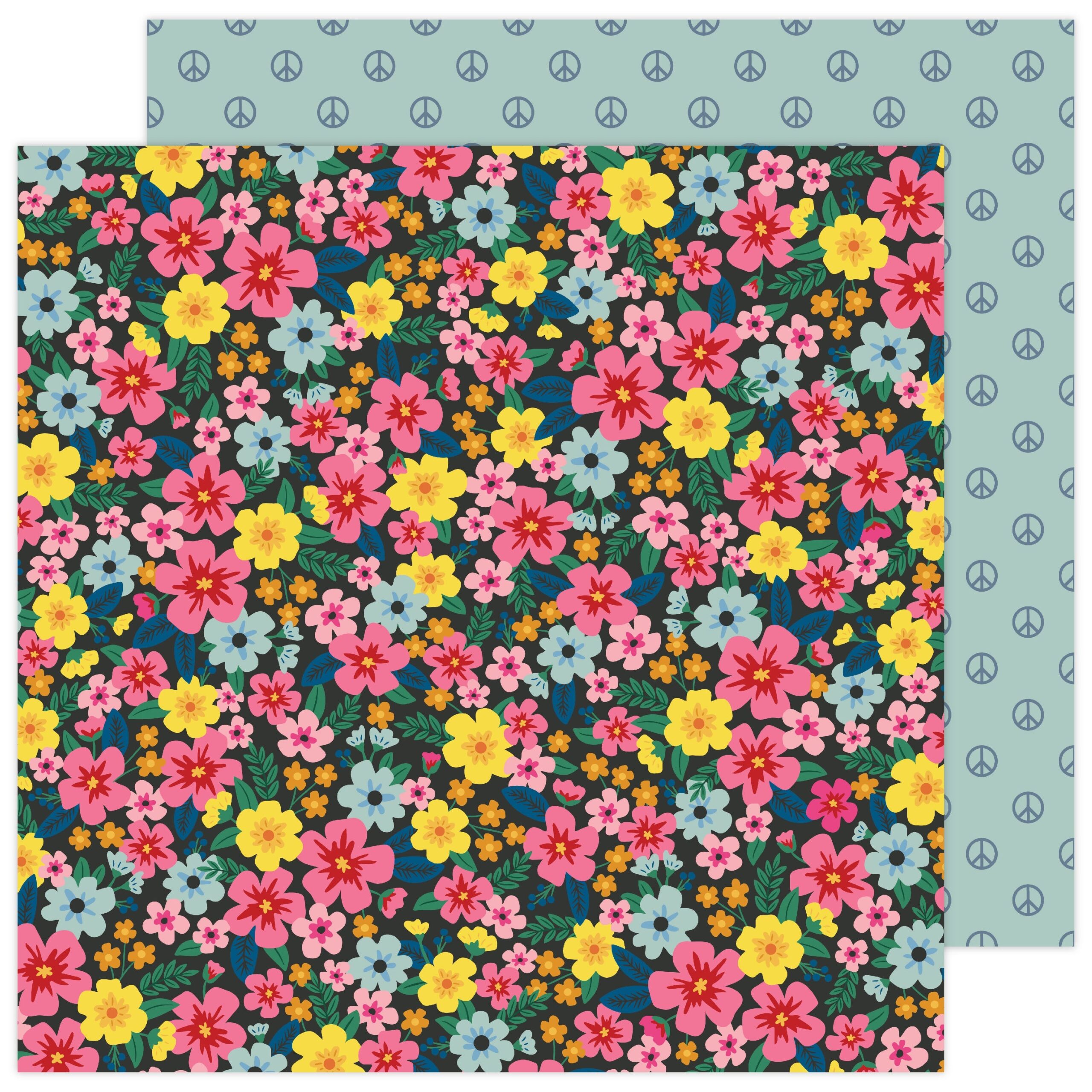 IMG-3068.jpg AC Jen Hadfield Stardust FLOWER POWER 12"X12" Scrapbook Paper - Image 1