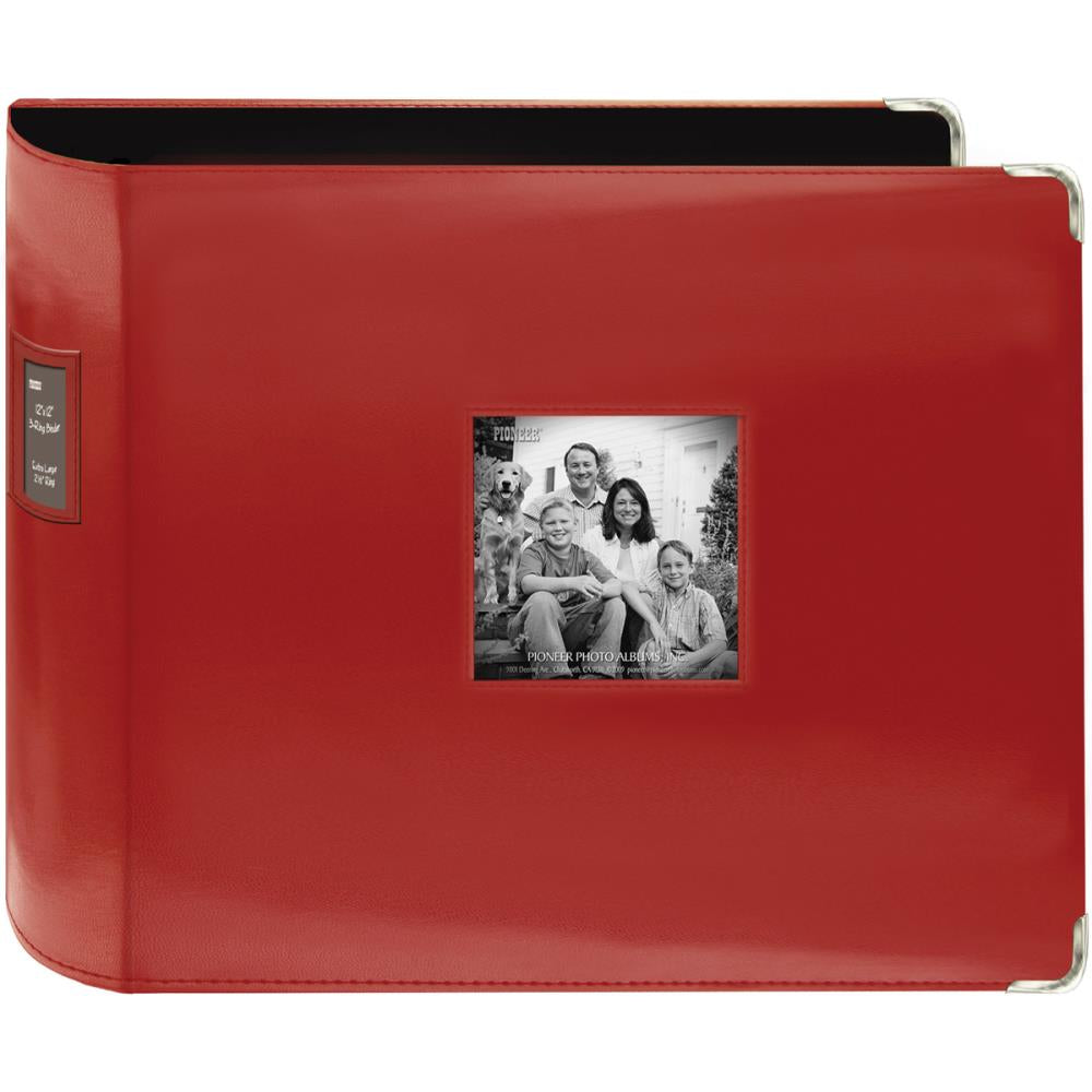 IMG-3318.jpg Pioneer Sewn Frame Extra Large RED Leatherette 3-Ring 12"X12" Memory Scrapbook Album - Image 1