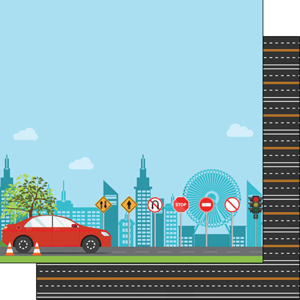 IMG-3398.jpg DRIVING SCHOOL & ROADS DS 12"X12" Scrapbook Paper - Image 1