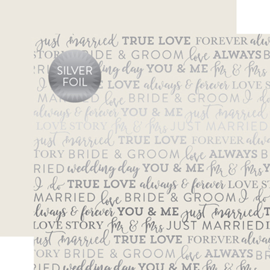 IMG-4234.jpg Echo Park GREY TRUE LOVE FOIL 12"X12" Wedding Paper - Image 1