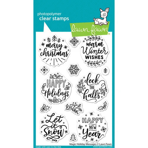 IMG-5408.jpg Lawn Fawn MAGIC HOLIDAY MESSAGES Clear Stamps 14 pc - Image 1