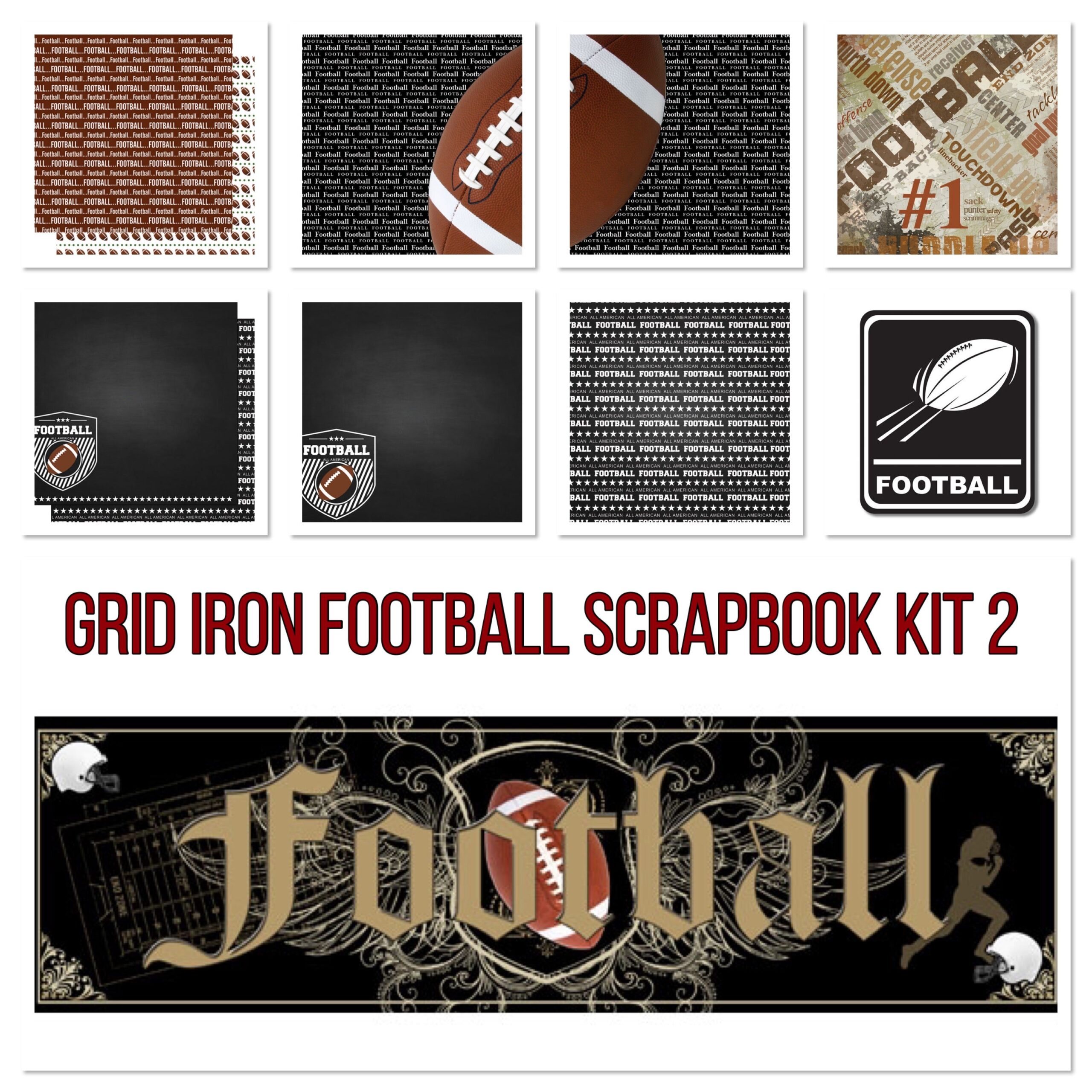 IMG-5524.jpg Scrapbook Customs GRID IRON FOOTBALL 2 12"X12" Scrapbook Kit - Image 1