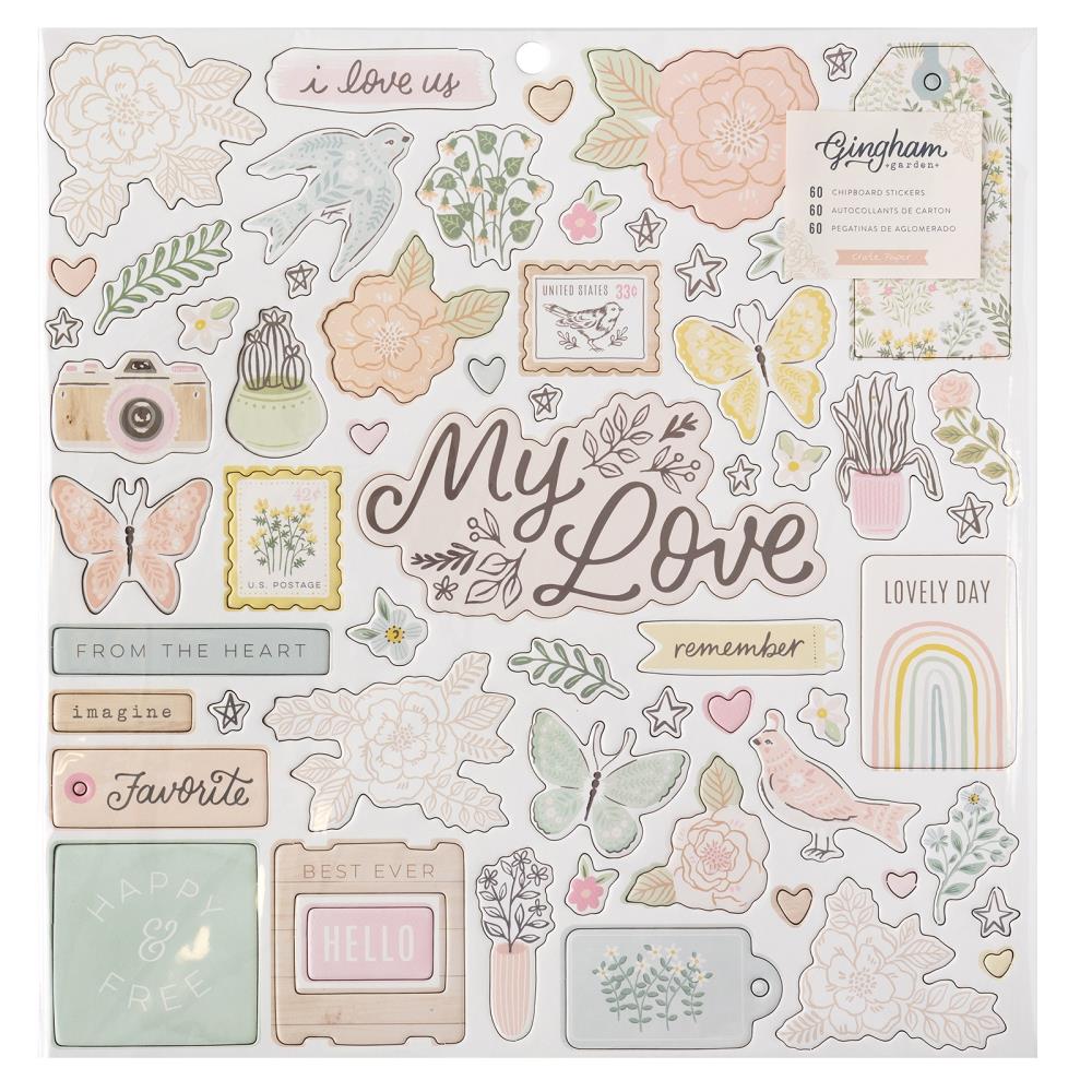 IMG-5698.jpg Crate Paper GINGHAM GARDEN CHIPBOARD 12”X12” Scrapbook Sticker - Image 1