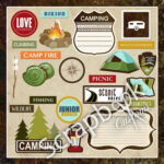 Camp LOVELY CAMPING Stickers 12"X12" Scrapbook Customs