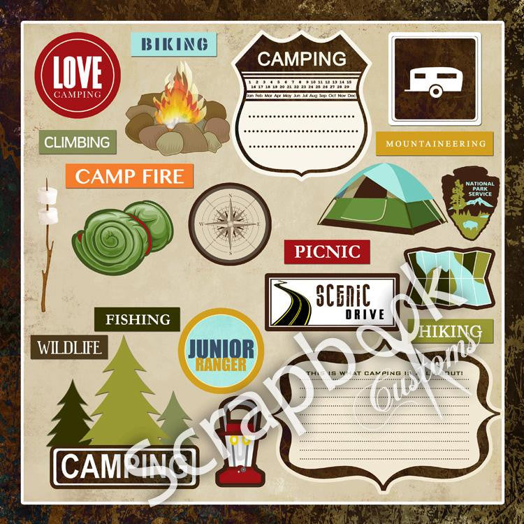 IMG_1104.jpg Camp LOVELY CAMPING Stickers 12"X12" Scrapbook Customs - Image 1