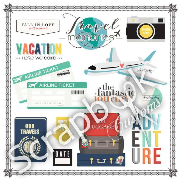 IMG_1113.jpg Scrapbook TRAVEL ELEMENTS Sticker 12x12 13pc - Image 1