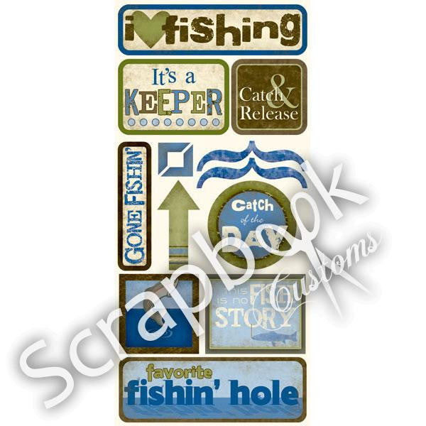 IMG_1120.jpg Scrapbook Customs FISHING Stickers 13pc - Image 1