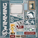 SWIMMIMG EXTREME Scrapbook Kit 12x12 7pc - Image 2
