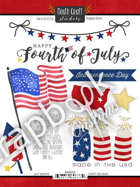 IMG_1127.jpg Scrapbook Customs Month Craft Stickers JULY Fourth Of 9pc - Image 1