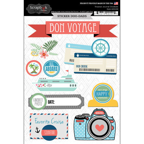 IMG_1134.jpg TROPICAL JOURNAL Bon Voyage Doo Dads Stickers 10pc - Image 1