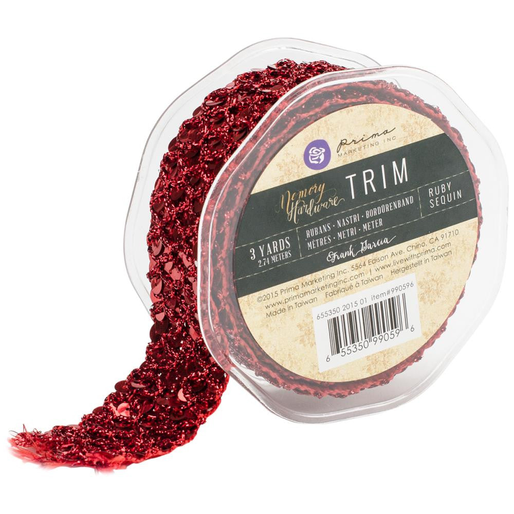 IMG_1270.jpg Prima Memory Hardware SEQUIN RIBBON RED Trim 3 yards - Image 1