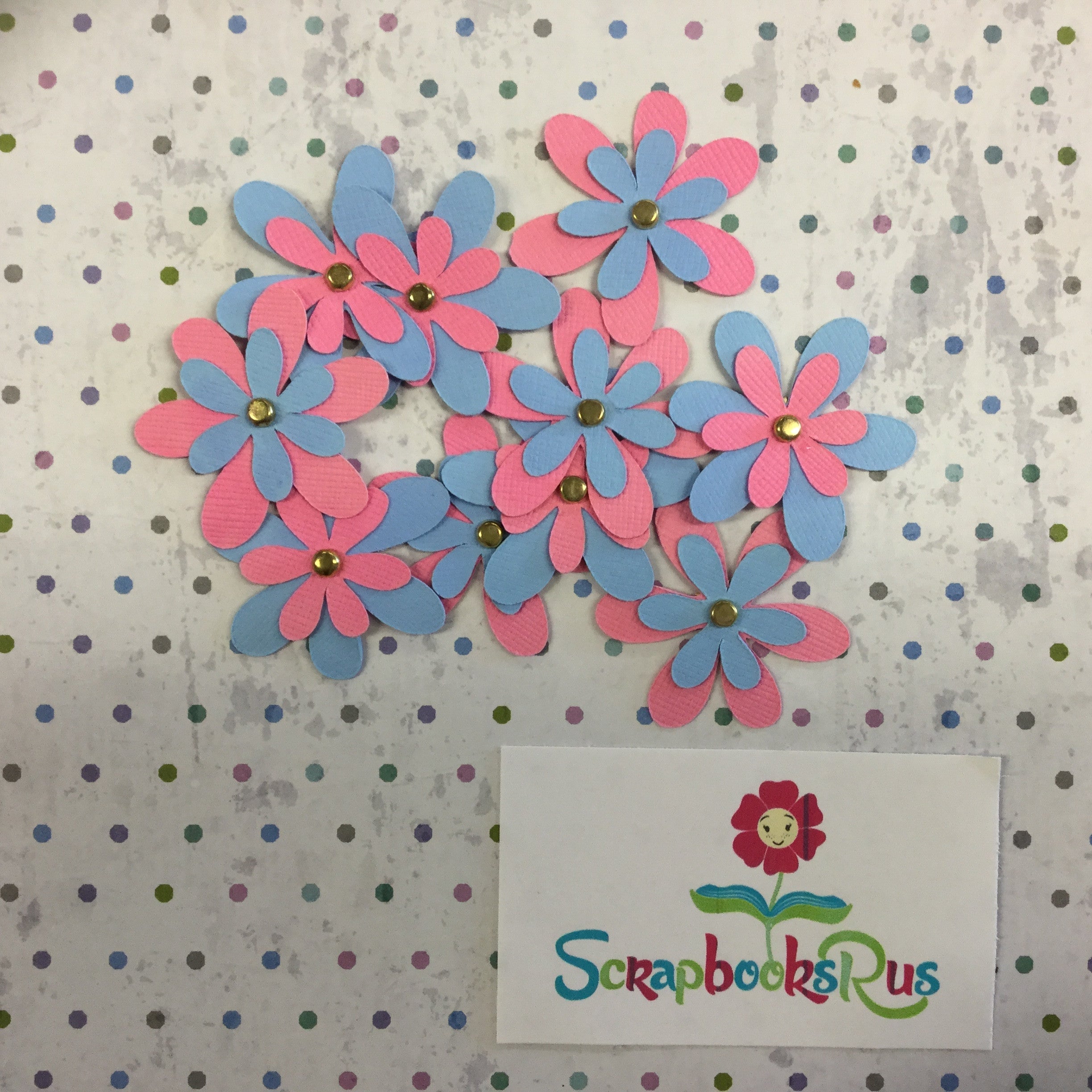 IMG_1425.jpg Layered Flower BLUE AND PINK Handmade Die Cuts - Image 1