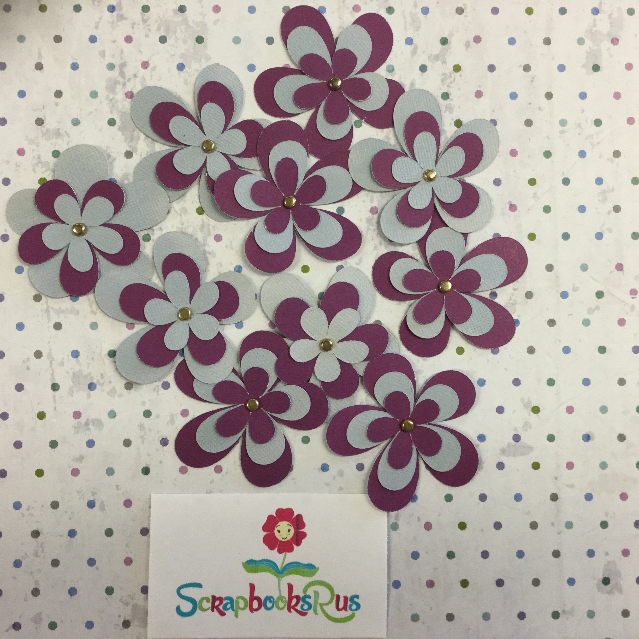 IMG_1427.jpg Layered Flower BLUE AND PURPLE Handmade Die Cuts - Image 1