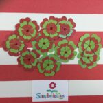 Layered Flower RED AND GREEN Handmade Die Cuts