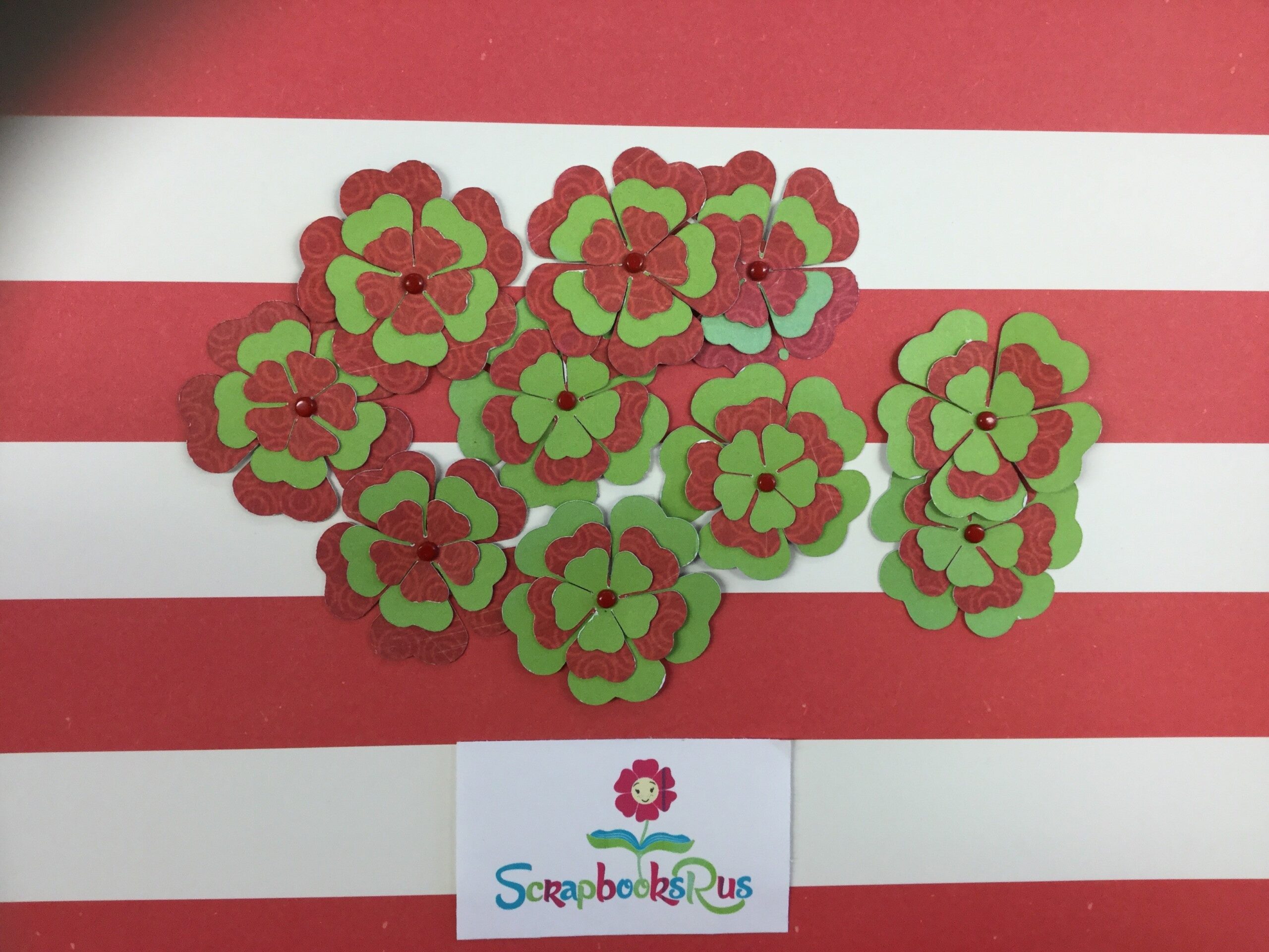 IMG_1433.jpg Layered Flower RED AND GREEN Handmade Die Cuts - Image 1
