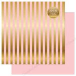 Echo Park GOLD FOIL STRIPE LT PINK 12”x12” Scrapbook Paper
