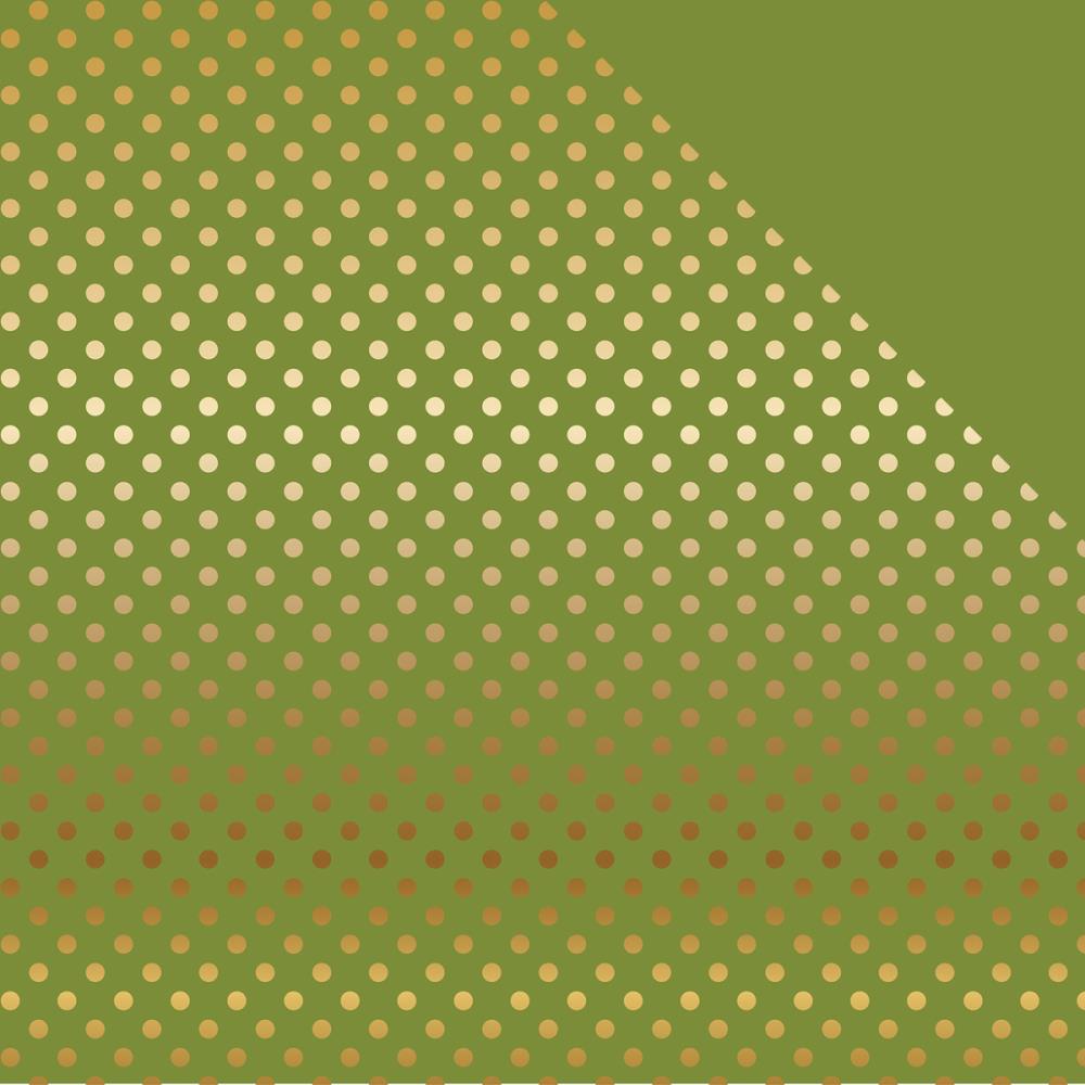 IMG_2009.jpg Echo Park GOLD FOIL OLIVE GREEN 12”x12” Scrapbook Paper - Image 1